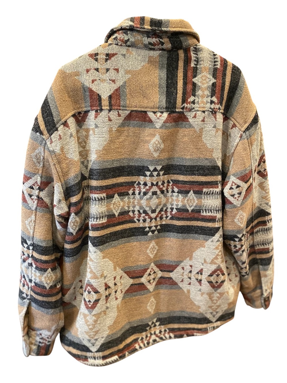 Free Planet Aztec-Pattern Button Up Sherpa Jacket w/ Side Pockets Size XL - Picture 2 of 7